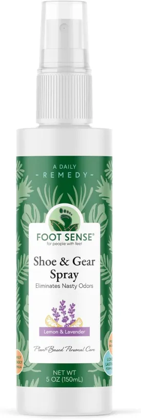 Natural Shoe Deodorizer and Foot Spray  Foot Odor Eliminator for Shoes, Sports Equipment, and Feet  Long-Lasting, Smelly Feet Odor Neutralizer for Adults and Kids  USA-Made by Foot Sense, 5 Oz.