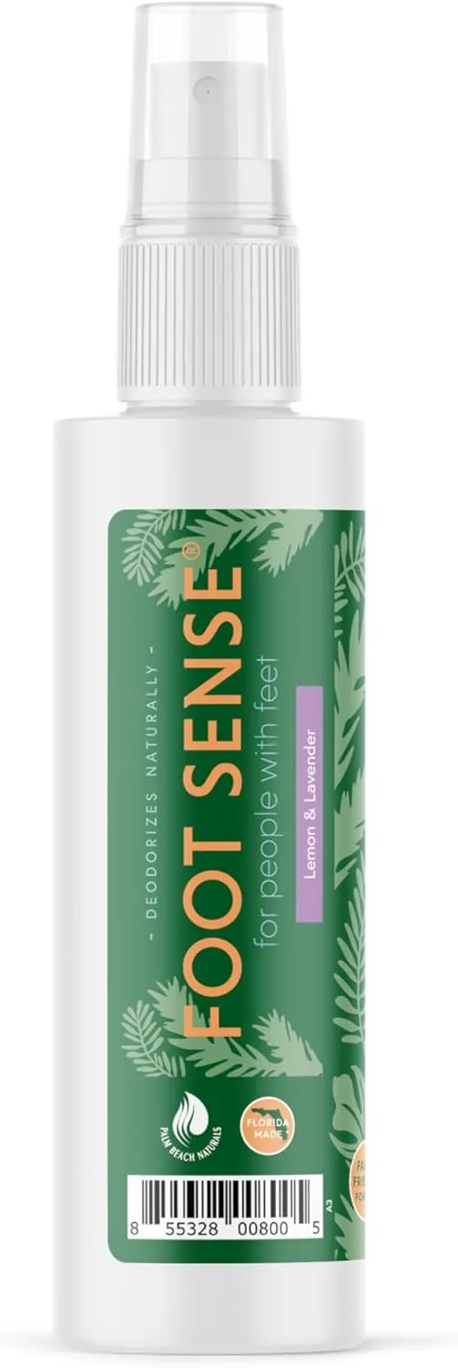 Natural Shoe Deodorizer and Foot Spray  Foot Odor Eliminator for Shoes, Sports Equipment, and Feet  Long-Lasting, Smelly Feet Odor Neutralizer for Adults and Kids  USA-Made by Foot Sense, 5 Oz.