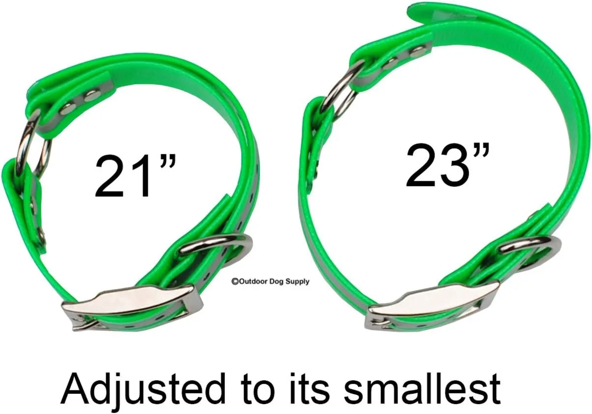Outdoor Dog Supply's 1" Wide Reflective Ring in Center Dog Collar Strap with Custom Brass Name Plate (21" Long, Reflective School Bus Yellow)