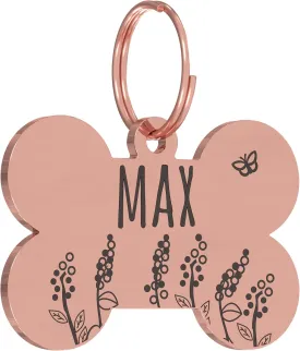 PawFurEver Dog & Cat Tags - Personalized Engraved Custom Name Tags - Stainless Steel - Rose Gold Bone Shapes