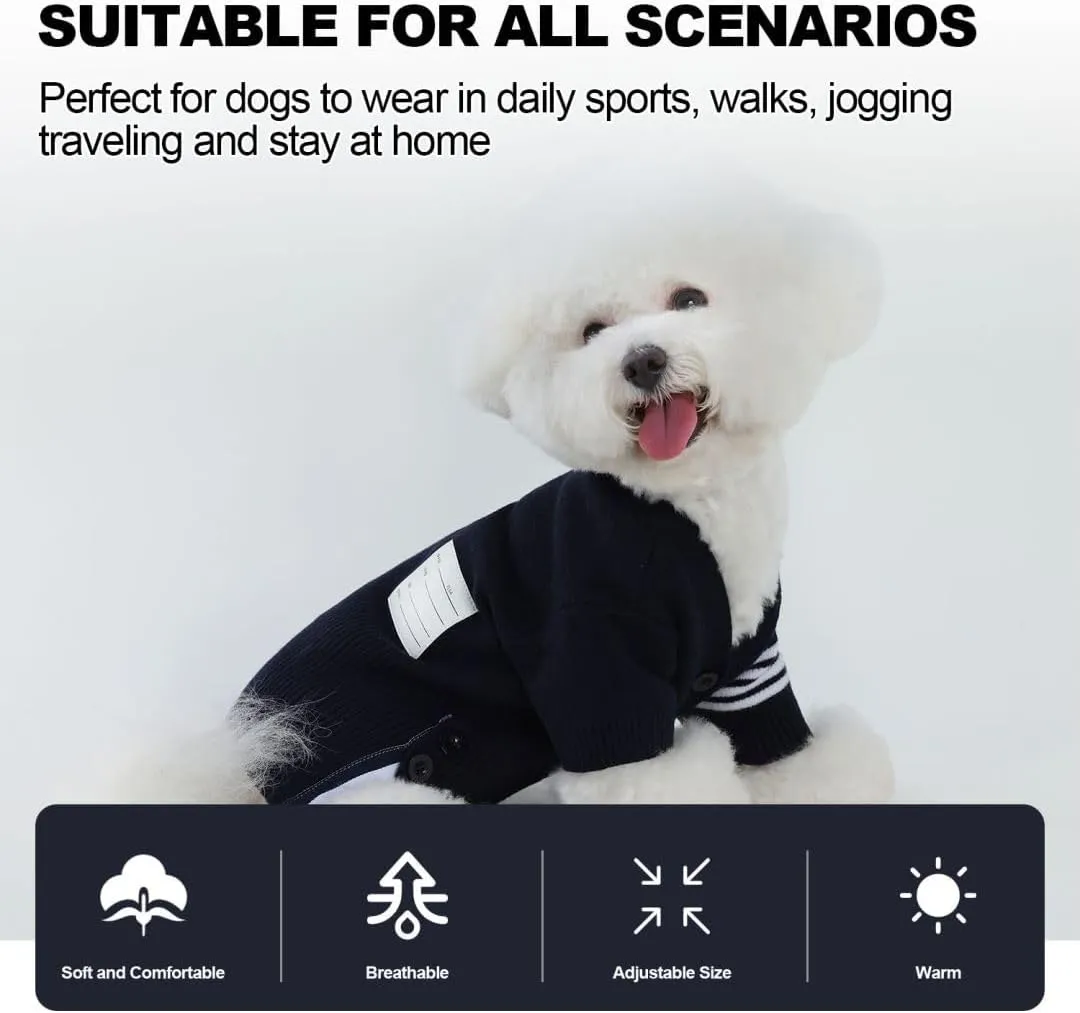 PINA Dog Sweater, Dog Cardigan Sweater, Knitted Dog Sweater Classic Warm Windproof, Puppy Sweater Winter Clothes for Small Medium Large Dogs