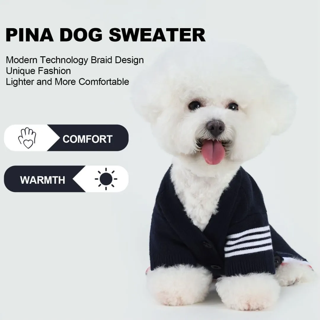 PINA Dog Sweater, Dog Cardigan Sweater, Knitted Dog Sweater Classic Warm Windproof, Puppy Sweater Winter Clothes for Small Medium Large Dogs