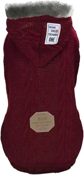 Rdc Pet Clothes Dog Sweater Hoodie With Cap - Winter Warm Turtleneck Fleece Coat for Small Medium Dogs and Cats (XXL, Classic-Red)