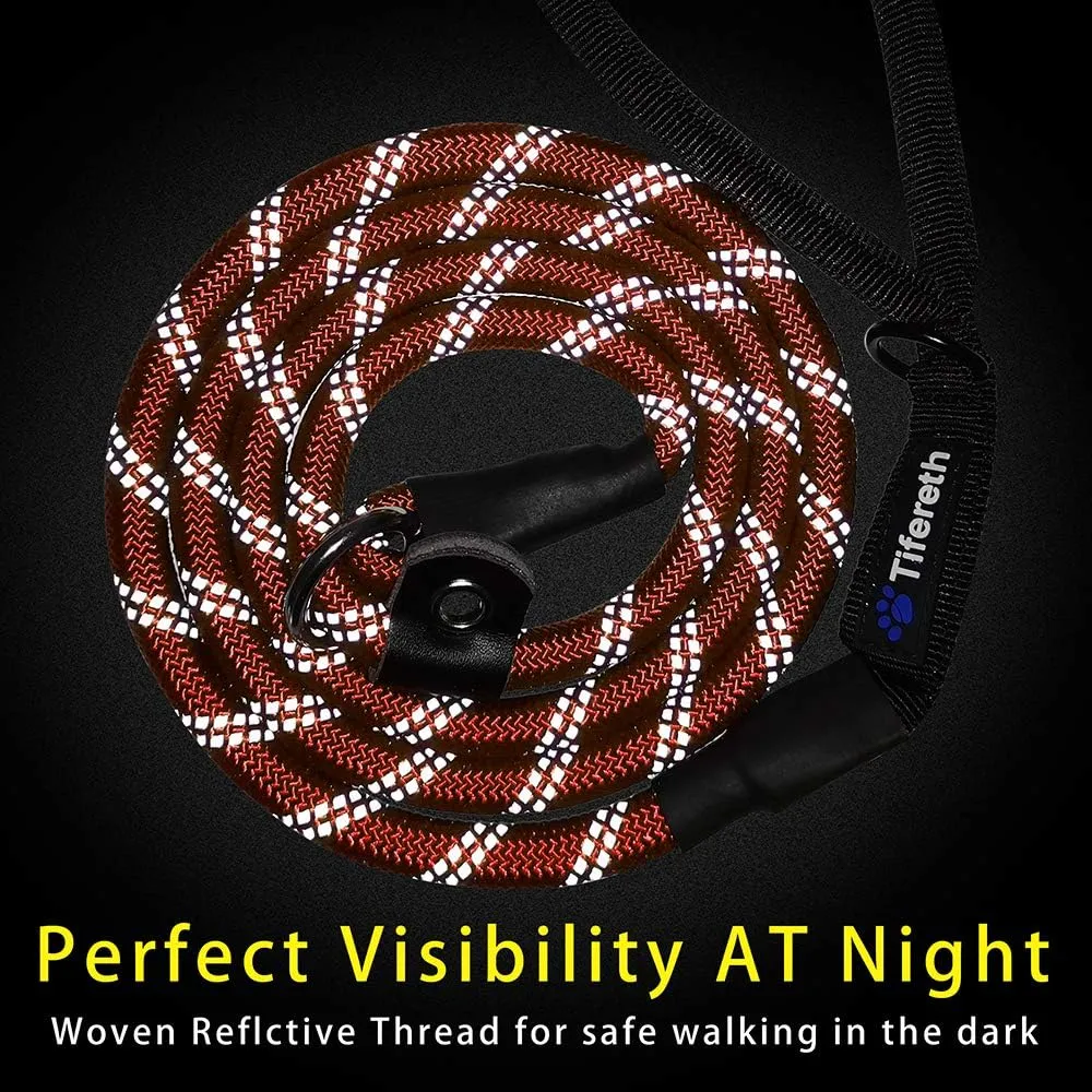 Slip-Lead Dog-Leash Medium-Training Rope - 6ft Foot Big Large Reflective Climbing Rope Leash Supports The Strongest Pulling Large Medium Dogs 6 Feet
