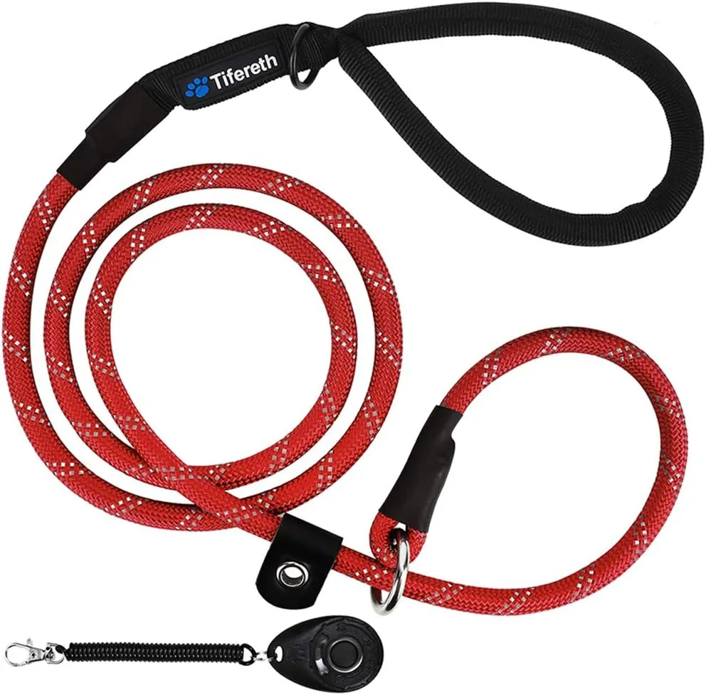 Slip-Lead Dog-Leash Medium-Training Rope - 6ft Foot Big Large Reflective Climbing Rope Leash Supports The Strongest Pulling Large Medium Dogs 6 Feet