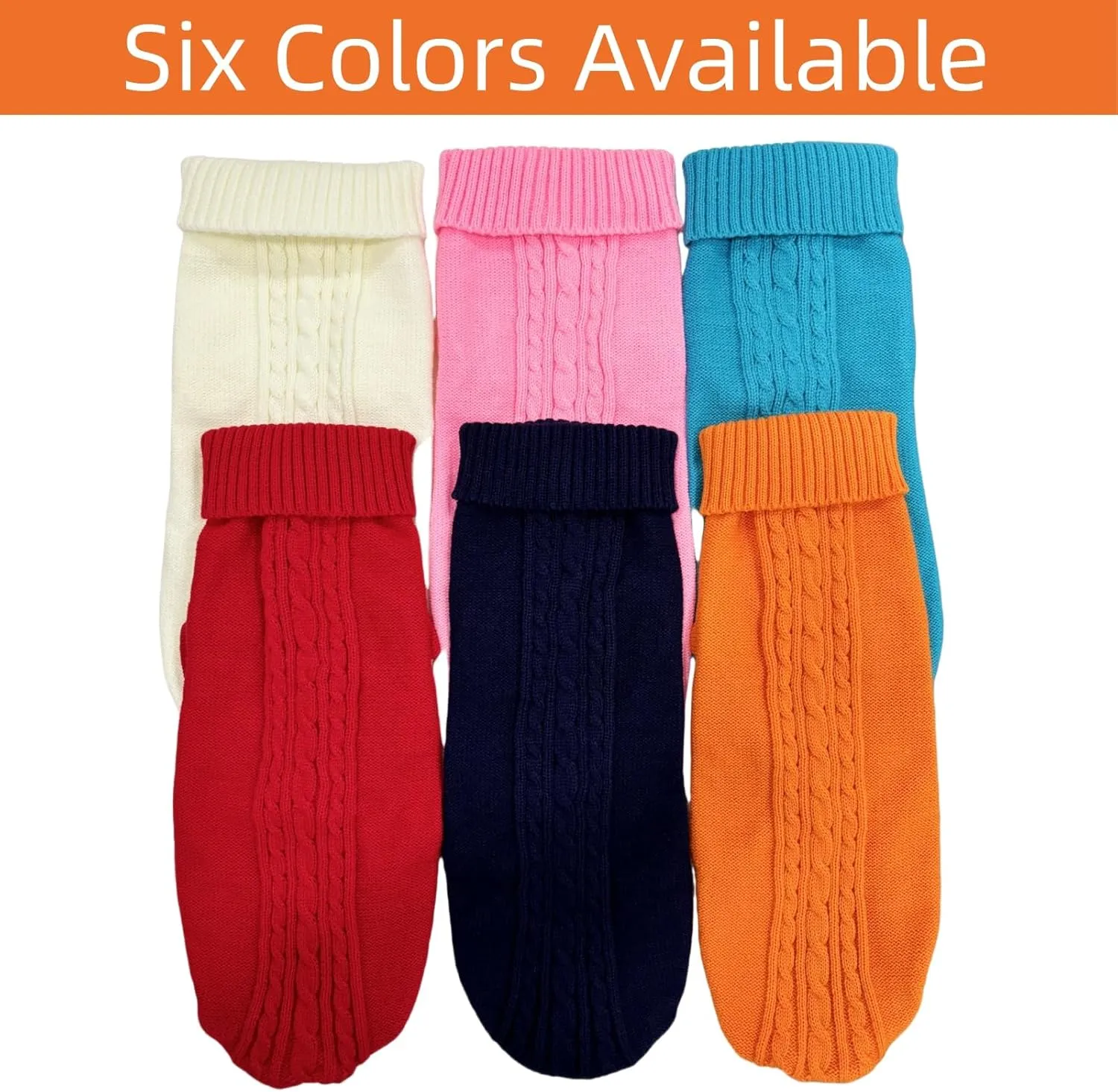 Small Dog Sweater with Hind Leg Straps & Knit Turtleneck, Winter Warm Dog Clothes for Small Dogs and Cats, Pet Sweater for Bulldog, Chihuahua, Yorkie, Pug, Kitten (Orange Dog Sweater, XS)