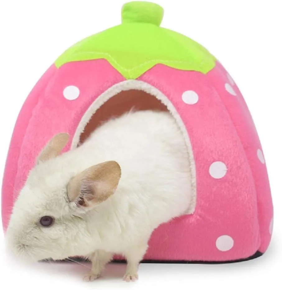 Spring Fever Hamster Guinea Pig Rabbit Dog Cat Chinchilla Hedgehog Bird Small Animal Pet Bed House Hideout Cage Accessorie C Pink L (16.9 * 16.9 inch)