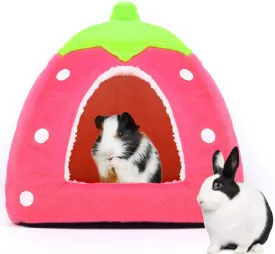 Spring Fever Hamster Guinea Pig Rabbit Dog Cat Chinchilla Hedgehog Bird Small Animal Pet Bed House Hideout Cage Accessorie C Pink L (16.9 * 16.9 inch)