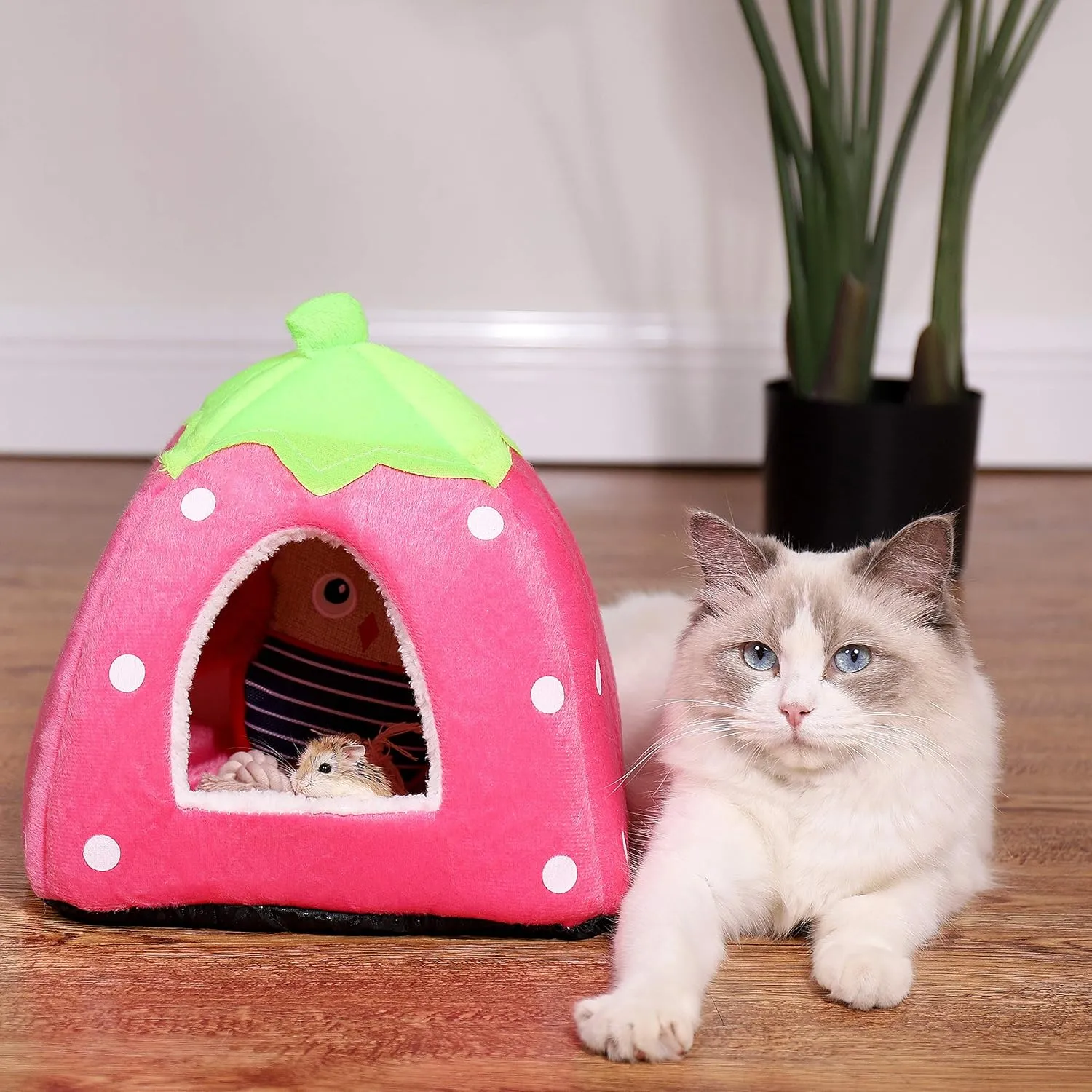 Spring Fever Hamster Guinea Pig Rabbit Dog Cat Chinchilla Hedgehog Bird Small Animal Pet Bed House Hideout Cage Accessorie C Pink L (16.9 * 16.9 inch)