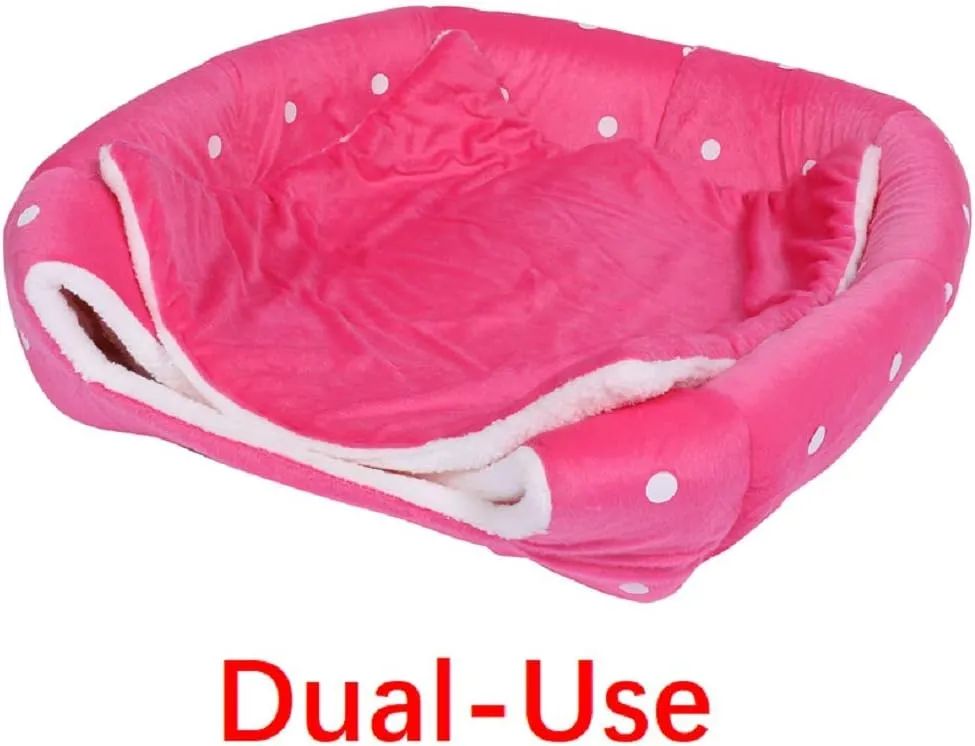 Spring Fever Hamster Guinea Pig Rabbit Dog Cat Chinchilla Hedgehog Bird Small Animal Pet Bed House Hideout Cage Accessorie C Pink L (16.9 * 16.9 inch)