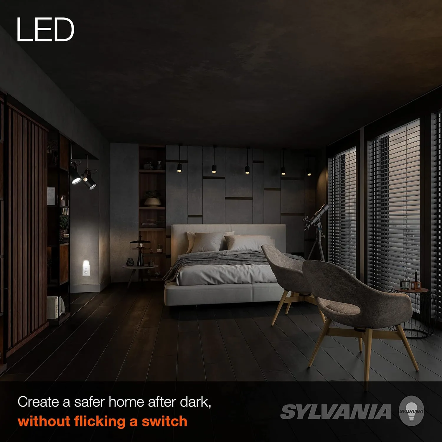 SYLVANIA LED Mini Automatic Plug-In Night Light with Sensor, Motion Activated, Dusk to Dawn, Warm White, Plug-In Type - 1 Pack (64988)