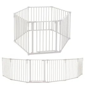 Toddleroo by North States 3 in 1 Metal Superyard 6 Panel Play Yard, Baby Gate, Playpen or Extra Wide Baby Fence, 151" Wide. Wall Mount Kit Included. 10 sq ft play yard (30" tall, Taupe)