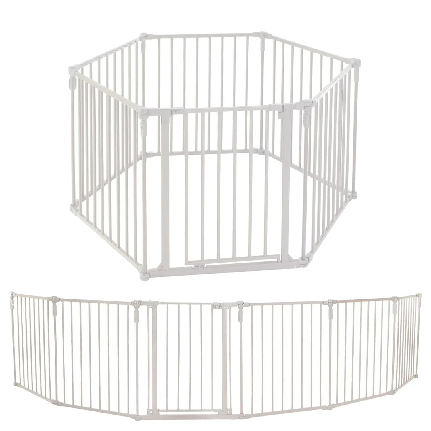 Toddleroo by North States 3 in 1 Metal Superyard 6 Panel Play Yard, Baby Gate, Playpen or Extra Wide Baby Fence, 151" Wide. Wall Mount Kit Included. 10 sq ft play yard (30" tall, Taupe)