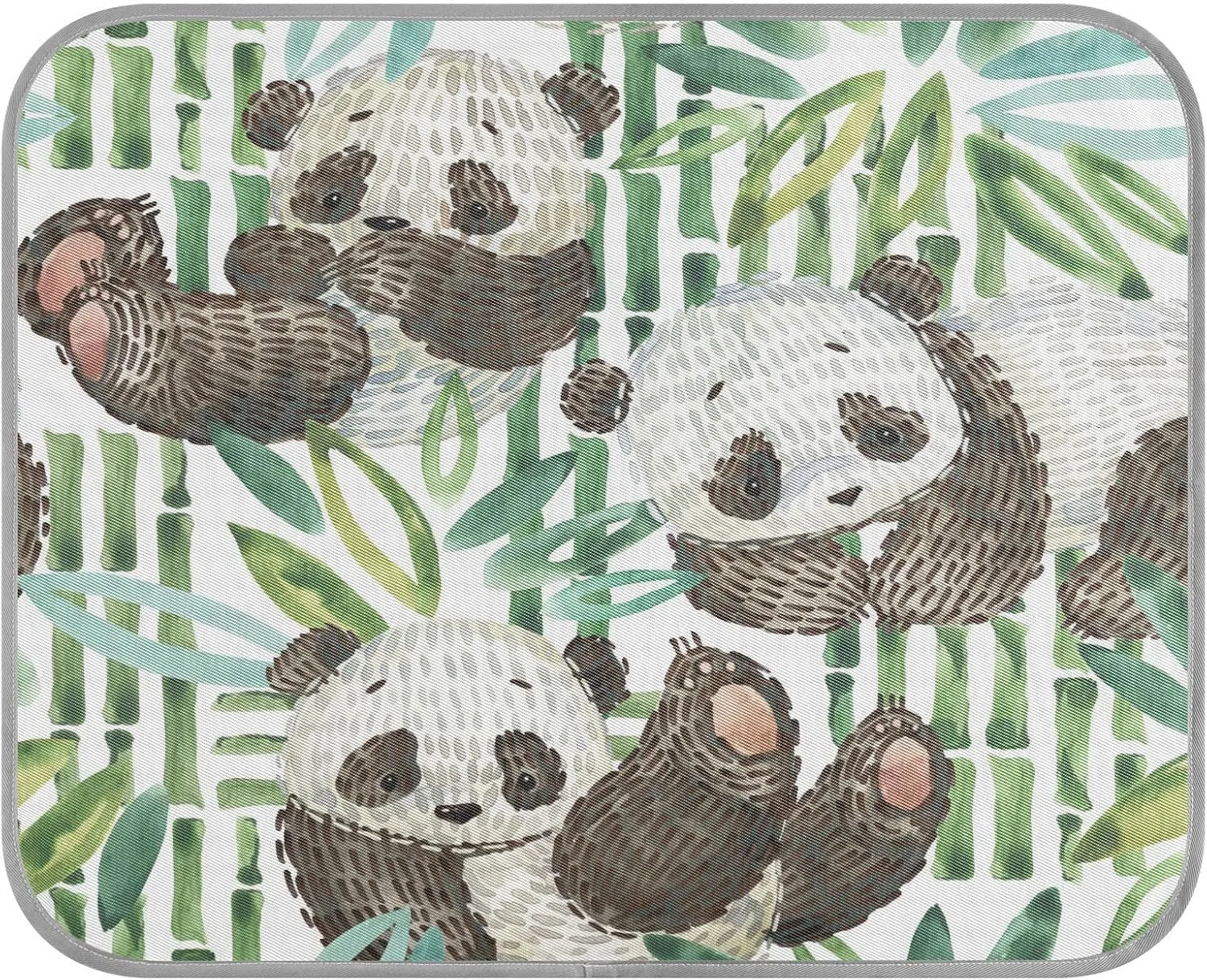 Washable Dog Cooling Mat Cute Panda Watercolor Summer Cats Sleeping Mat Spring Bamboo Dog Bed Mats 23.6 * 38.6inch Pet Ice Silk Sleep Kennel Pad Animal Sleep Bed for Home Outdoor Travel