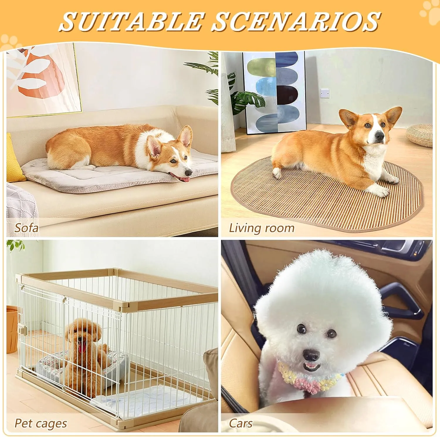 Washable Dog Cooling Mat Cute Panda Watercolor Summer Cats Sleeping Mat Spring Bamboo Dog Bed Mats 23.6 * 38.6inch Pet Ice Silk Sleep Kennel Pad Animal Sleep Bed for Home Outdoor Travel