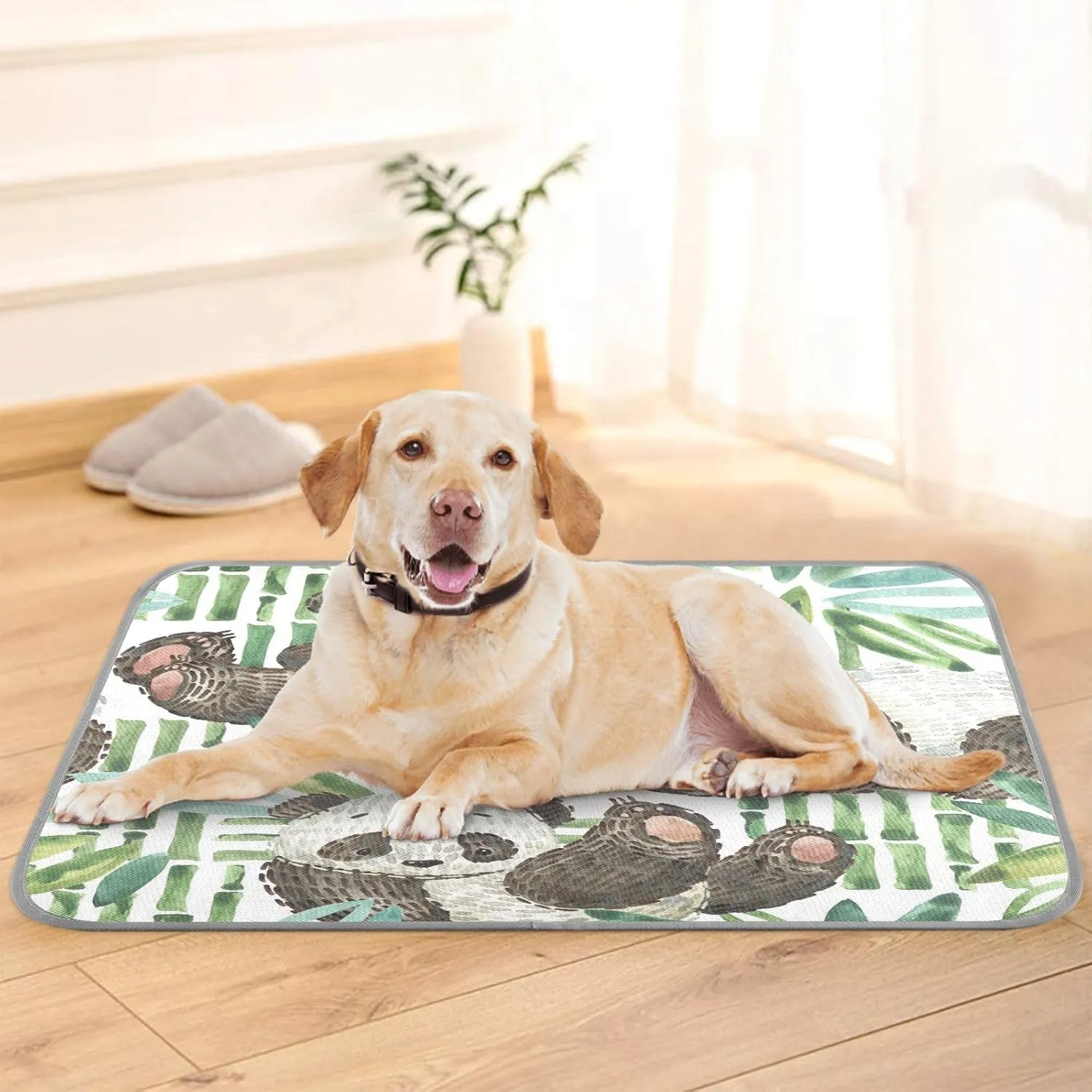 Washable Dog Cooling Mat Cute Panda Watercolor Summer Cats Sleeping Mat Spring Bamboo Dog Bed Mats 23.6 * 38.6inch Pet Ice Silk Sleep Kennel Pad Animal Sleep Bed for Home Outdoor Travel