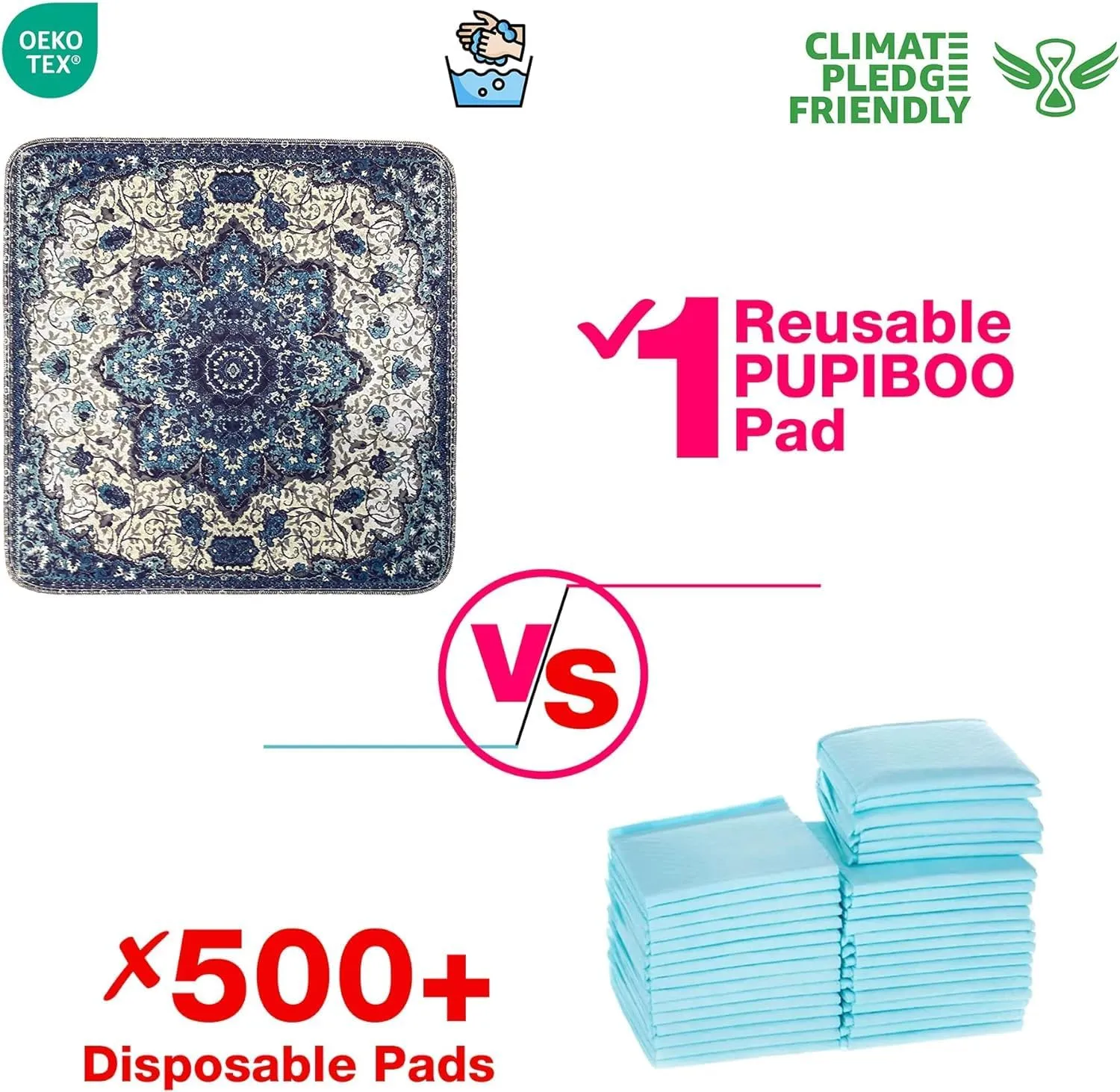 Washable Pee Pads for Dogs - XXL (1 Pack) 6 FT X 6 FT Super Absorbent Reusable Puppy Training Pads - 100% Waterproof, Leak-Proof & Non-Slip Whelping Pads for Pet Housebreaking