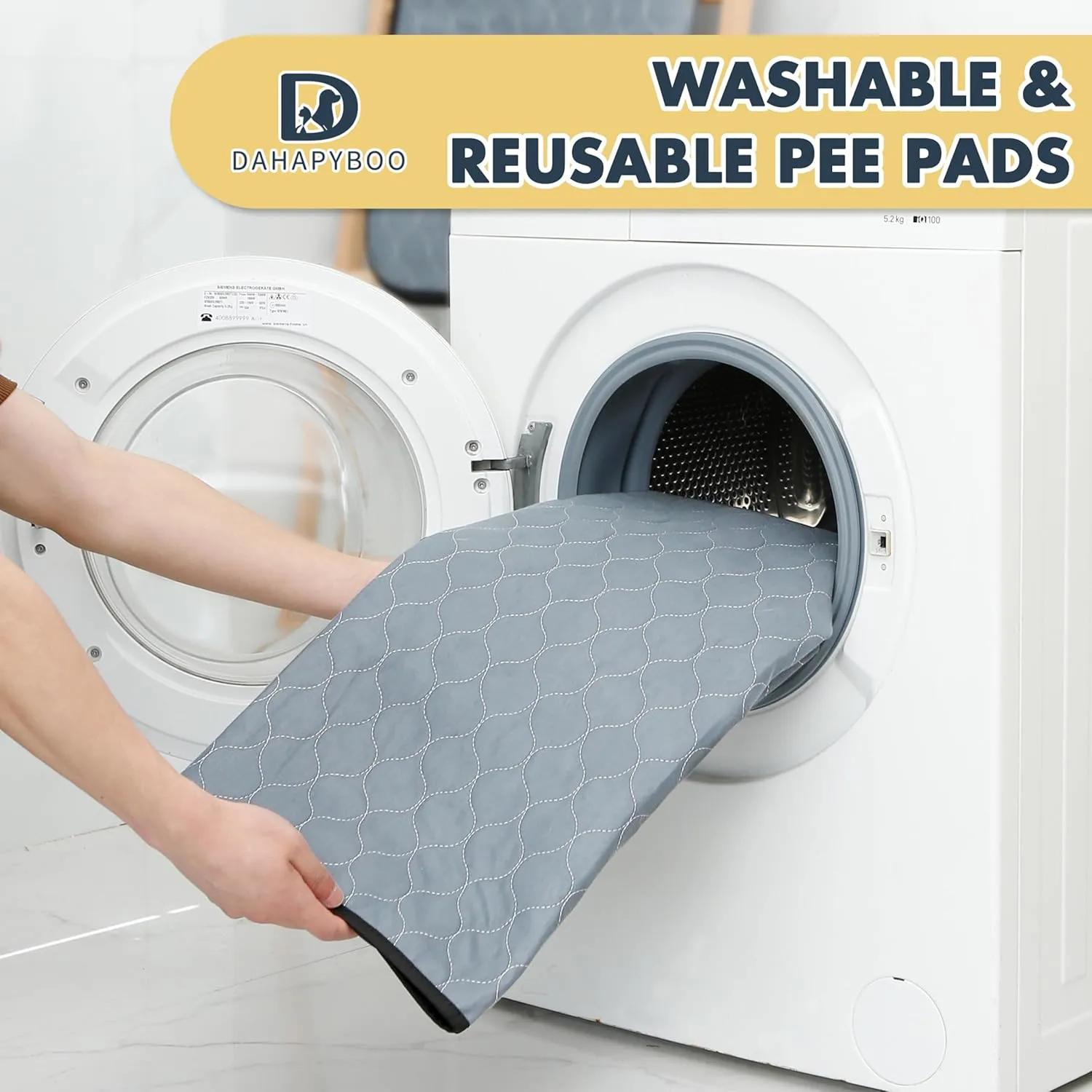Washable Pee Pads for Dogs,4 Pack Reusable Puppy Pads for Dogs,24x36 Non-Slip Waterproof Pet Training Pads for Crate, Playpen, Bed, Sofa,Whelping Box, Potty Training