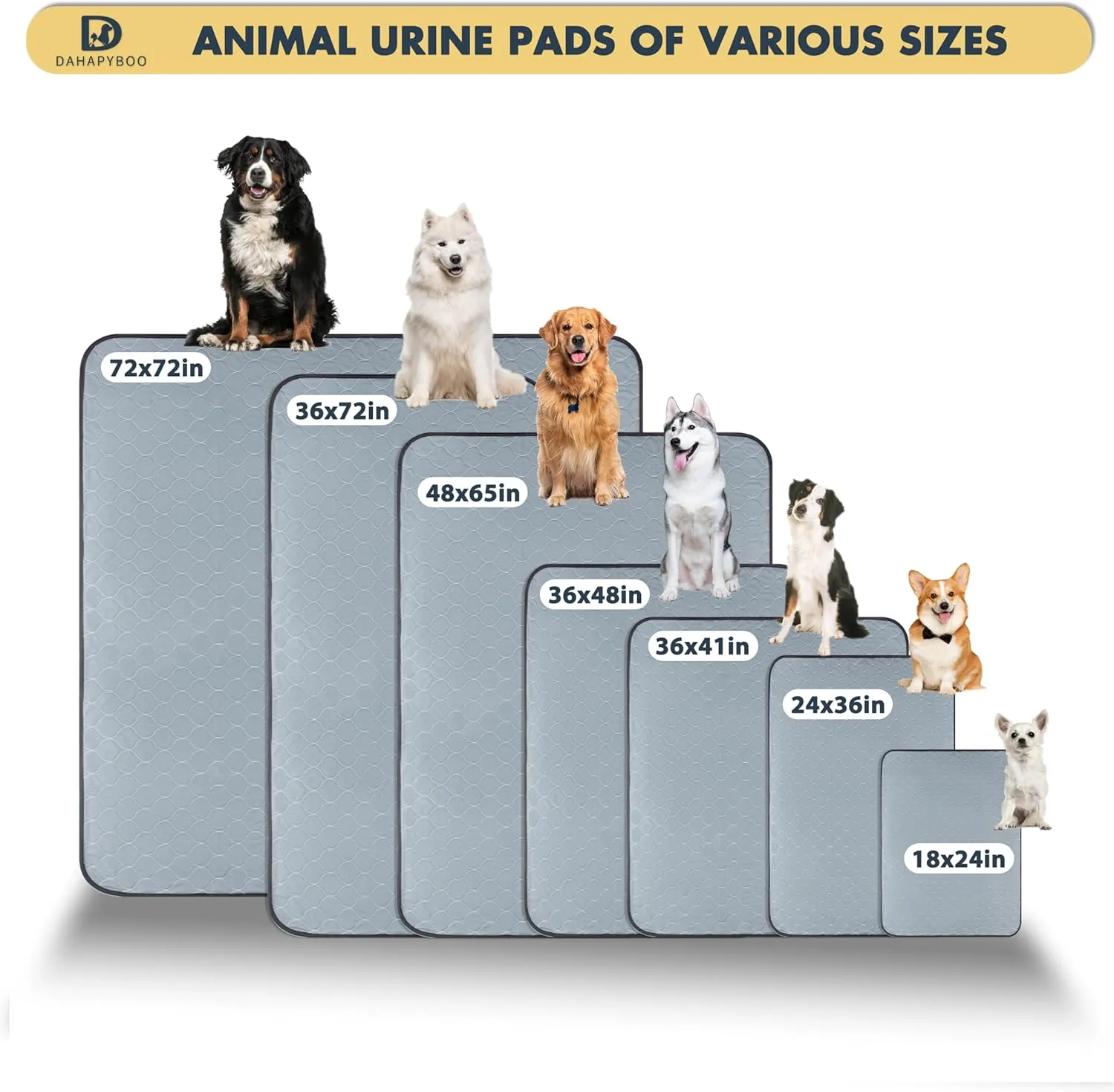 Washable Pee Pads for Dogs,4 Pack Reusable Puppy Pads for Dogs,24x36 Non-Slip Waterproof Pet Training Pads for Crate, Playpen, Bed, Sofa,Whelping Box, Potty Training