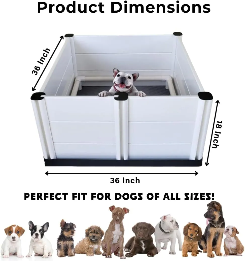 Whelping Box & Puppy Playpen  Upgraded Reinforced Design with Easy-Open Door, Pig Rails, Waterproof Pee Pad & Oxford Floor Liner  Indoor/Outdoor, Easy to Clean (White, Premium 36" x 36" x 18")