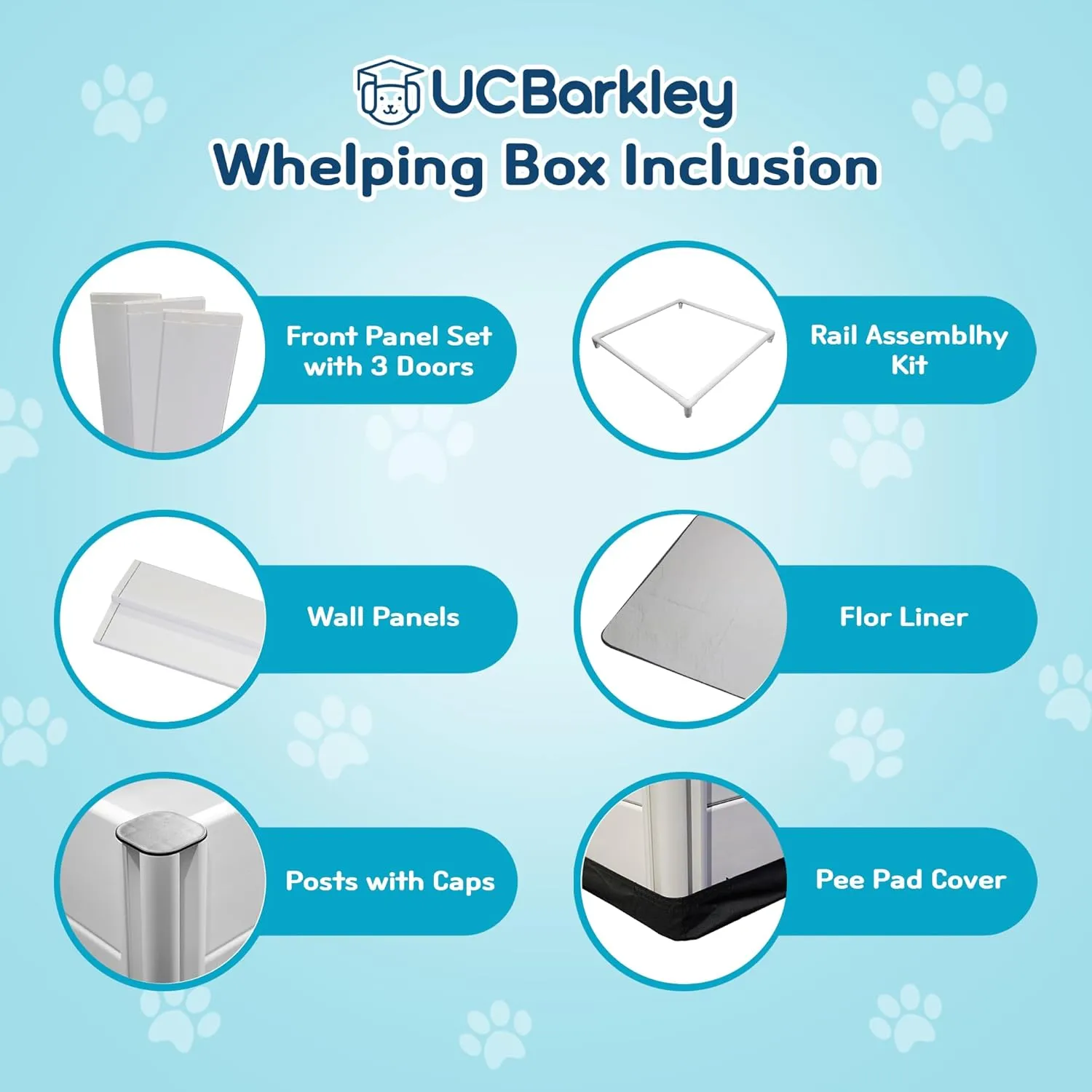 Whelping Box & Puppy Playpen  Upgraded Reinforced Design with Easy-Open Door, Pig Rails, Waterproof Pee Pad & Oxford Floor Liner  Indoor/Outdoor, Easy to Clean (White, Premium 36" x 36" x 18")