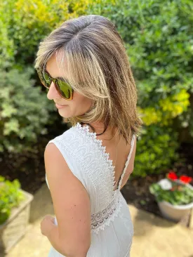 White V neck detailed dress
